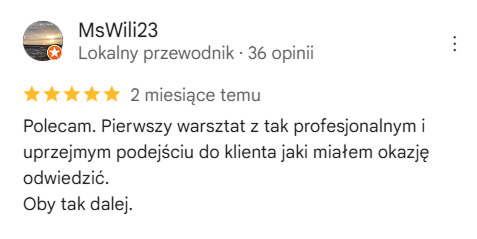 Zrzut opinii klientki Anny z Google